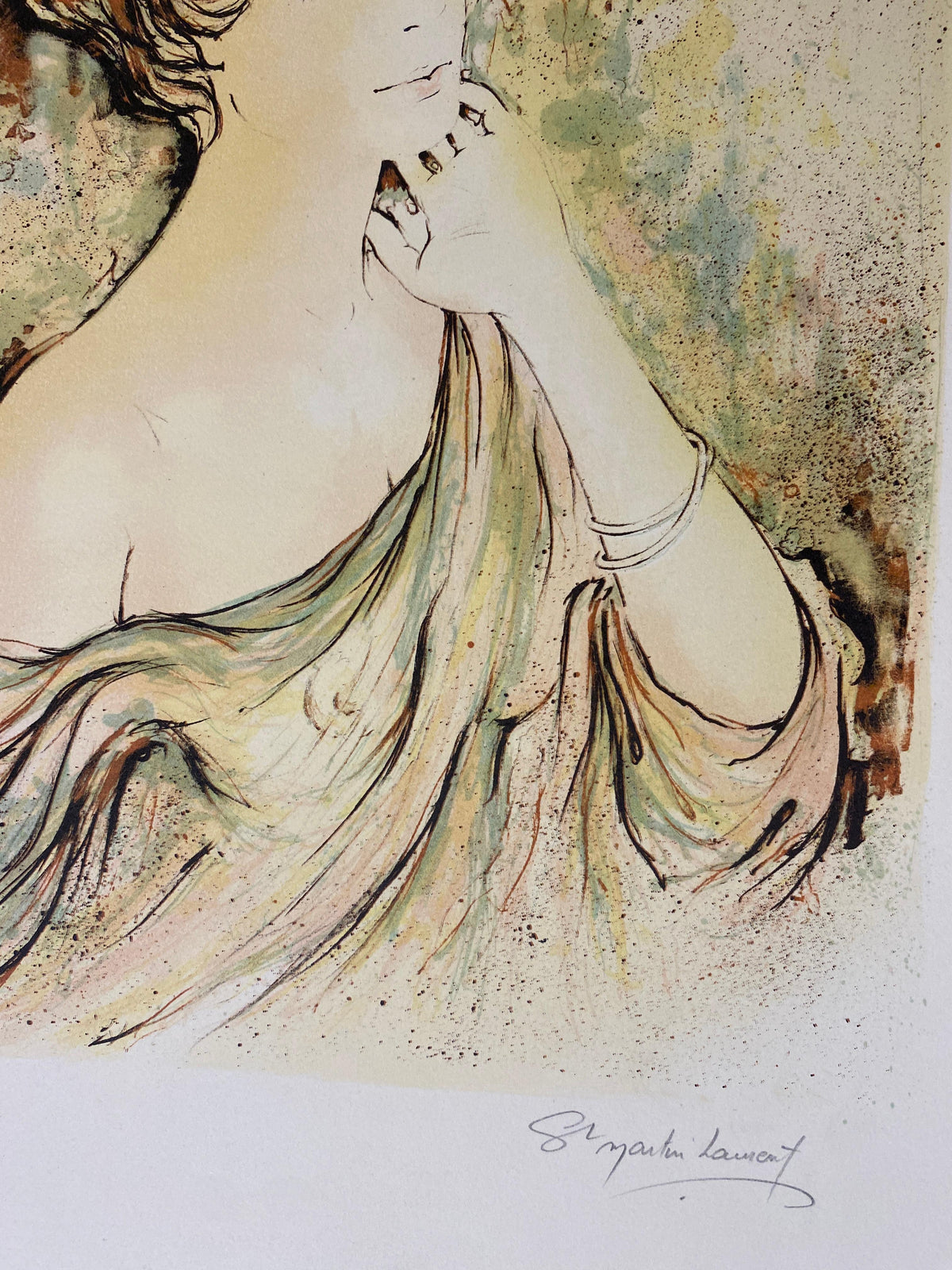 French Art Nouveau Style Figurative Color Lithograph, Signed and Numbered — detail 6