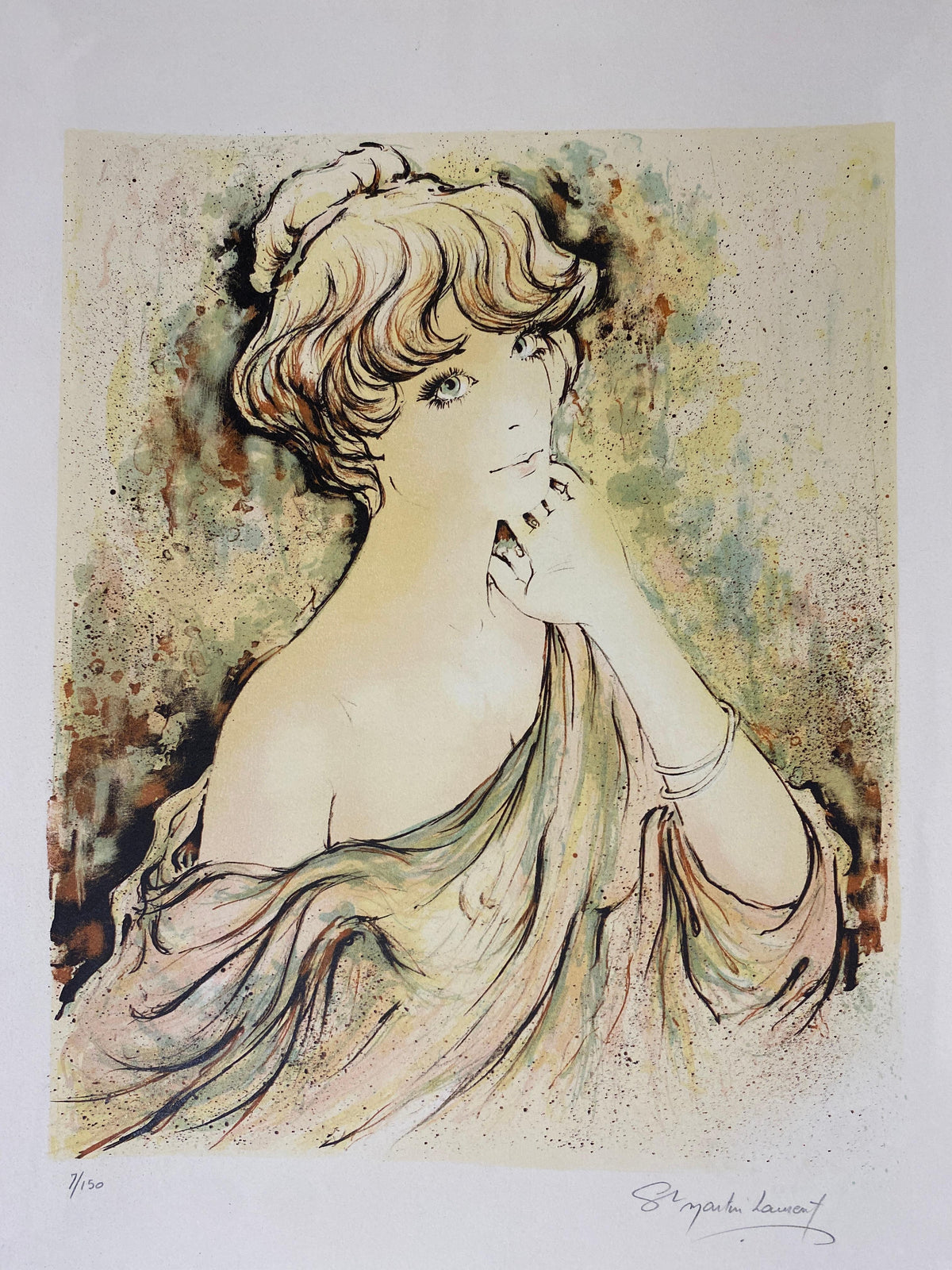 French Art Nouveau Style Figurative Color Lithograph, Signed and Numbered — detail 7