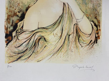 French Art Nouveau Style Figurative Color Lithograph, Signed and Numbered — detail 4