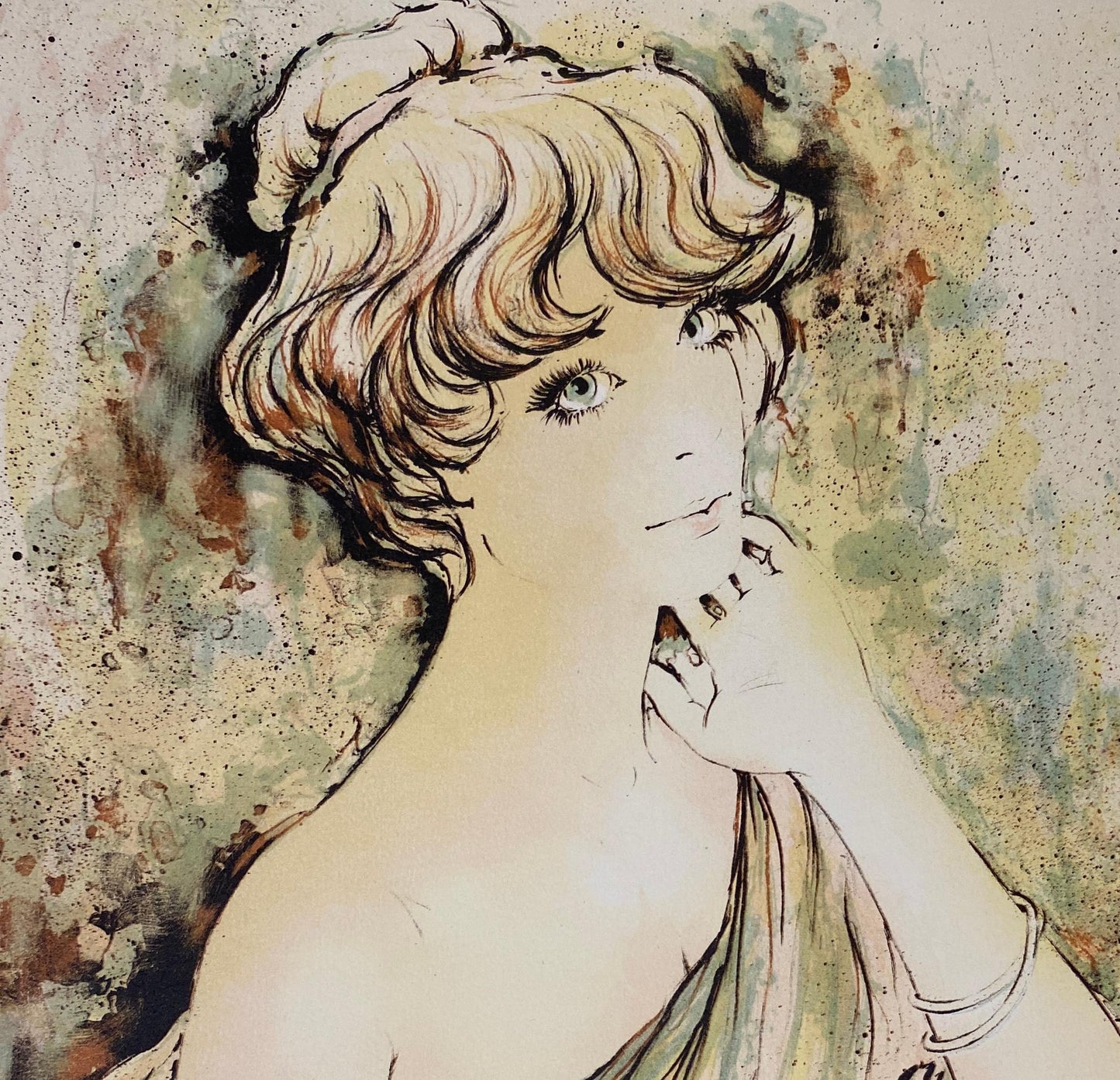French Art Nouveau Style Figurative Color Lithograph, Signed and Numbered — detail 8