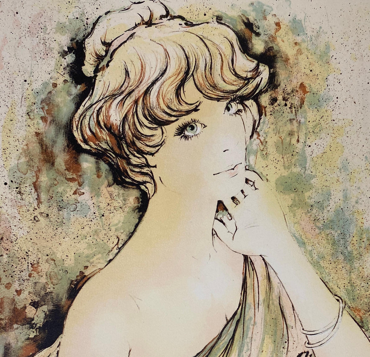 French Art Nouveau Style Figurative Color Lithograph, Signed and Numbered — detail 8