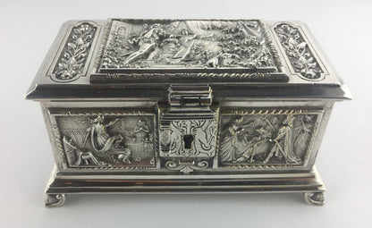 French Medieval Style Silver Jewelry Box, circa 1880