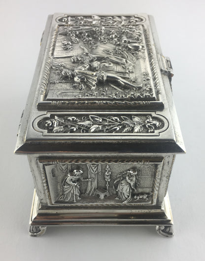 French Medieval Style Silver Jewelry Box, circa 1880 — detail 2