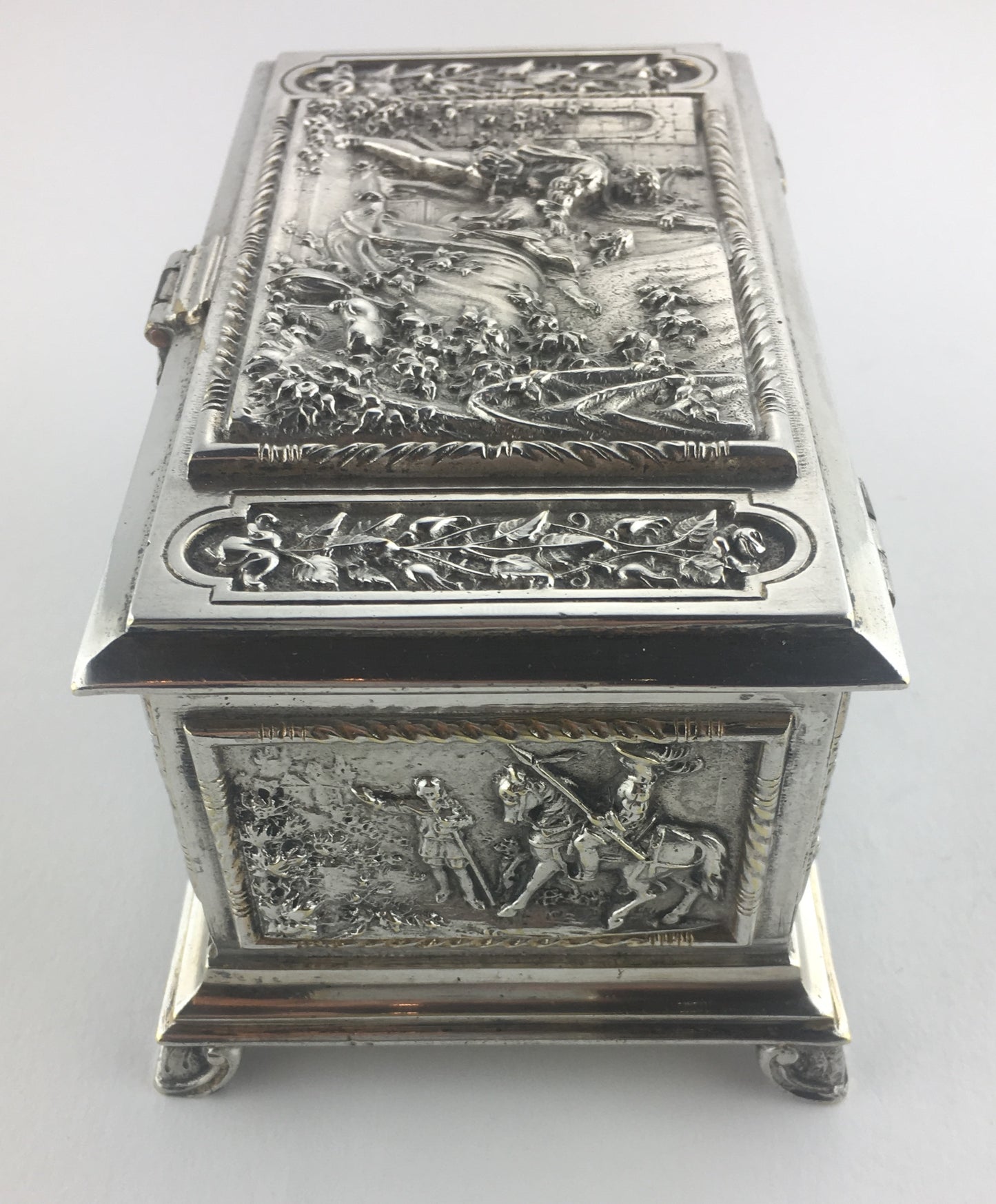 French Medieval Style Silver Jewelry Box, circa 1880 — detail 6