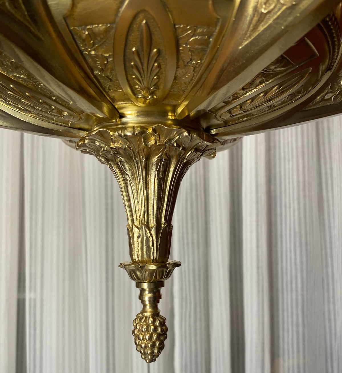Large French Art Deco Bronze D'Ore Chandelier attributed to Sue et Mare — detail 11