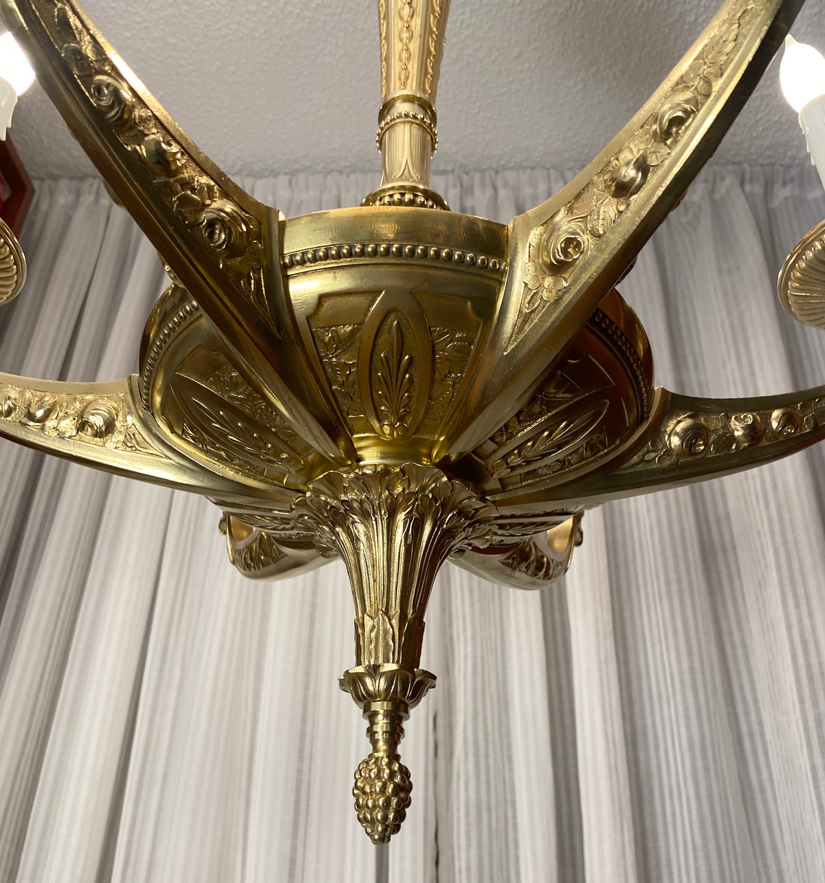 Large French Art Deco Bronze D'Ore Chandelier attributed to Sue et Mare — detail 12