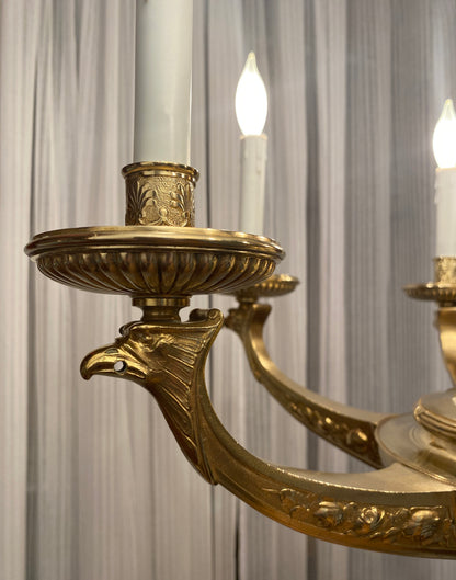 Large French Art Deco Bronze D'Ore Chandelier attributed to Sue et Mare — detail 2