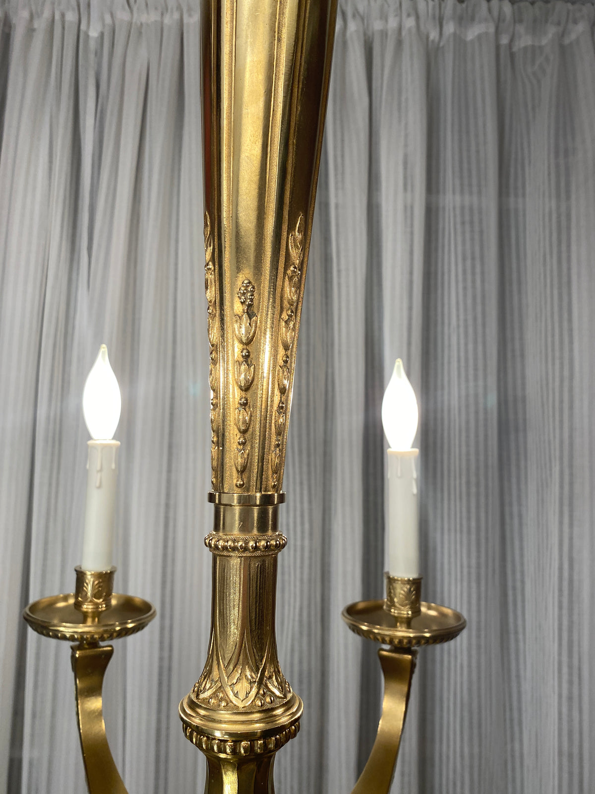 Large French Art Deco Bronze D'Ore Chandelier attributed to Sue et Mare — detail 5