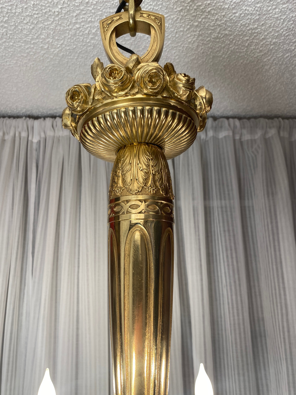 Large French Art Deco Bronze D'Ore Chandelier attributed to Sue et Mare — detail 6