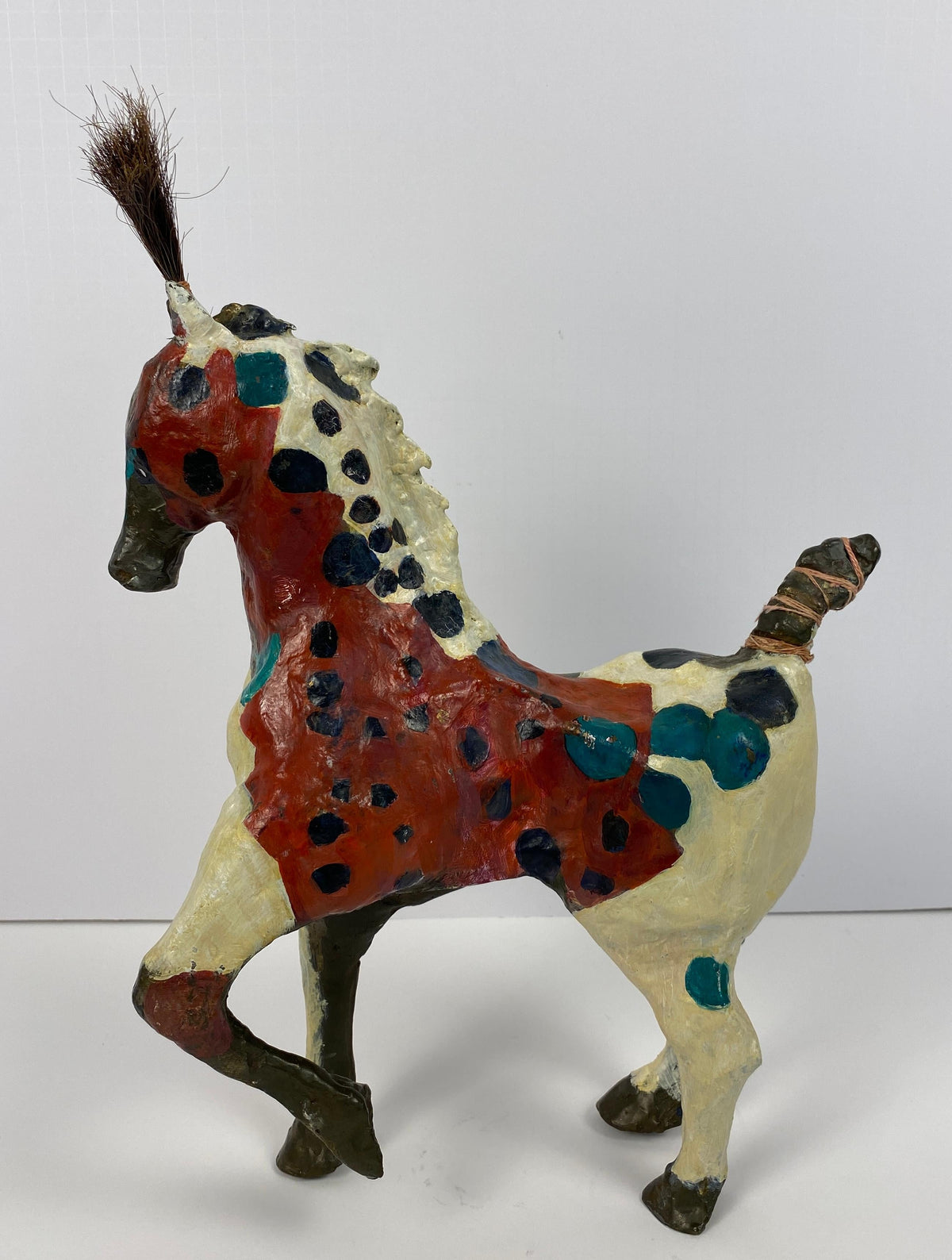 Susan Rowland Modern Painted Bronze Horse Sculpture on Marble Base — detail 4