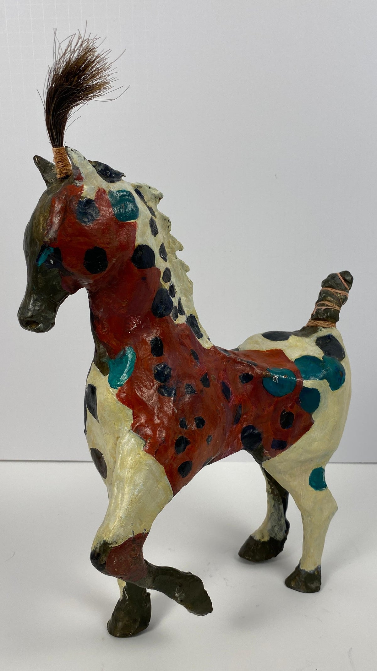 Susan Rowland Modern Painted Bronze Horse Sculpture on Marble Base — detail 5