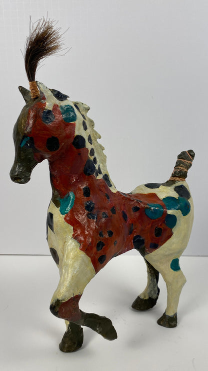 Susan Rowland Modern Painted Bronze Horse Sculpture on Marble Base — detail 5
