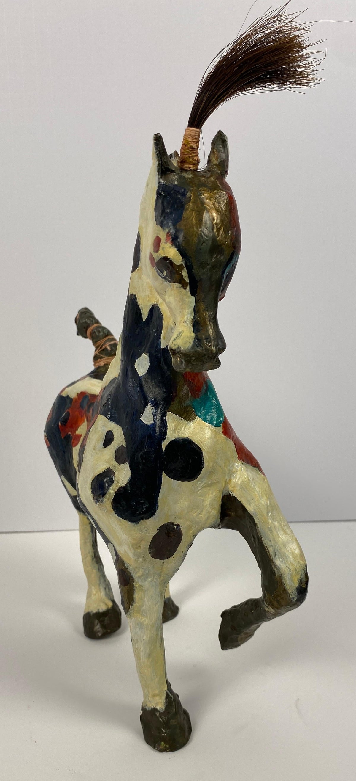 Susan Rowland Modern Painted Bronze Horse Sculpture on Marble Base — detail 6
