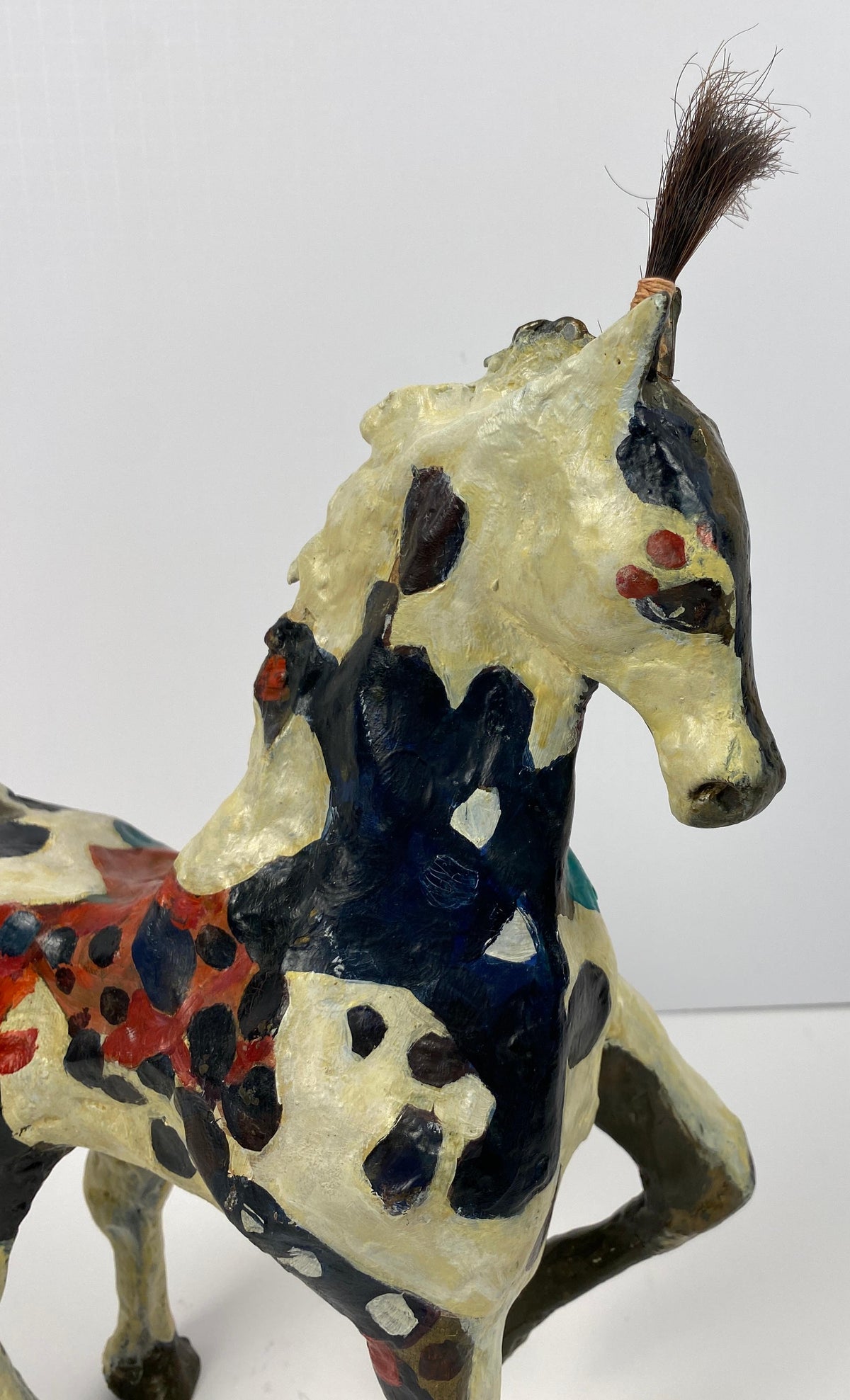 Susan Rowland Modern Painted Bronze Horse Sculpture on Marble Base — detail 8