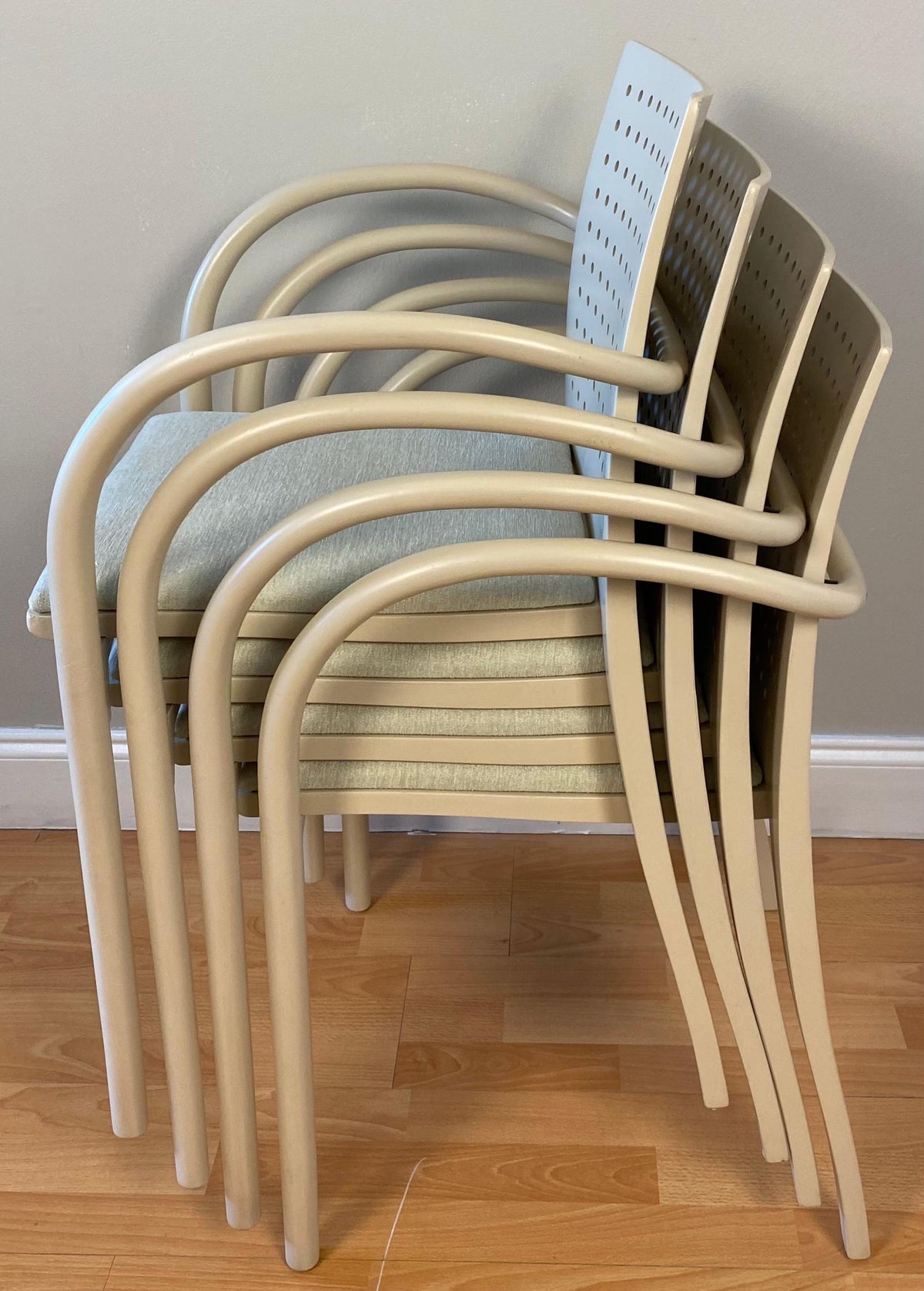Set of 4 Parisian Cafe Dining Chairs by Thonet, French Mid Century Armchairs — detail 8