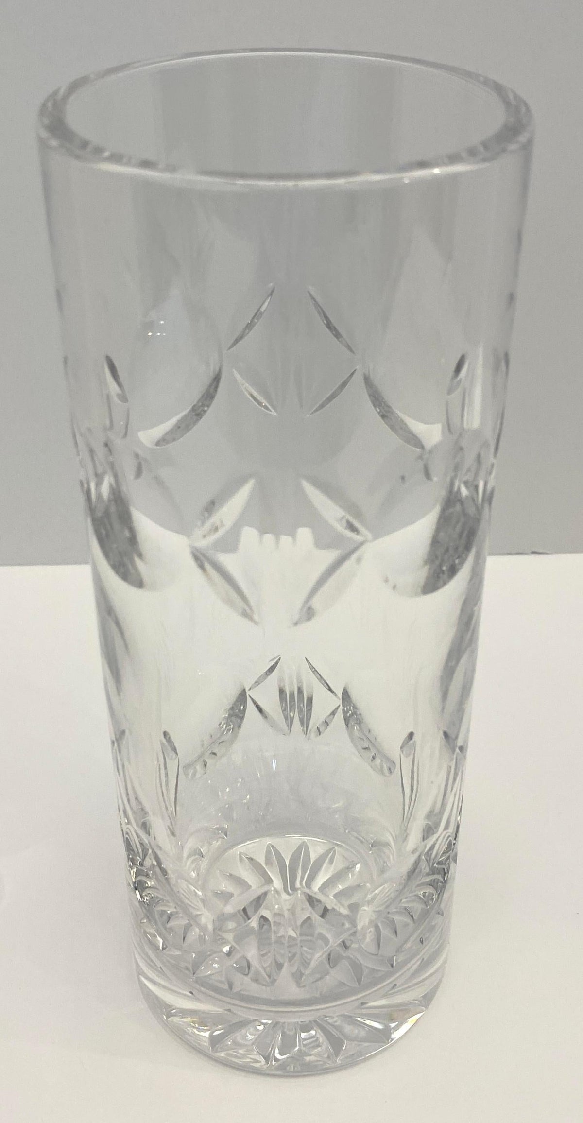 Tiffany & Co. Hand-Cut Crystal Vase, Modern Decorative Glass, 8" H — detail 3