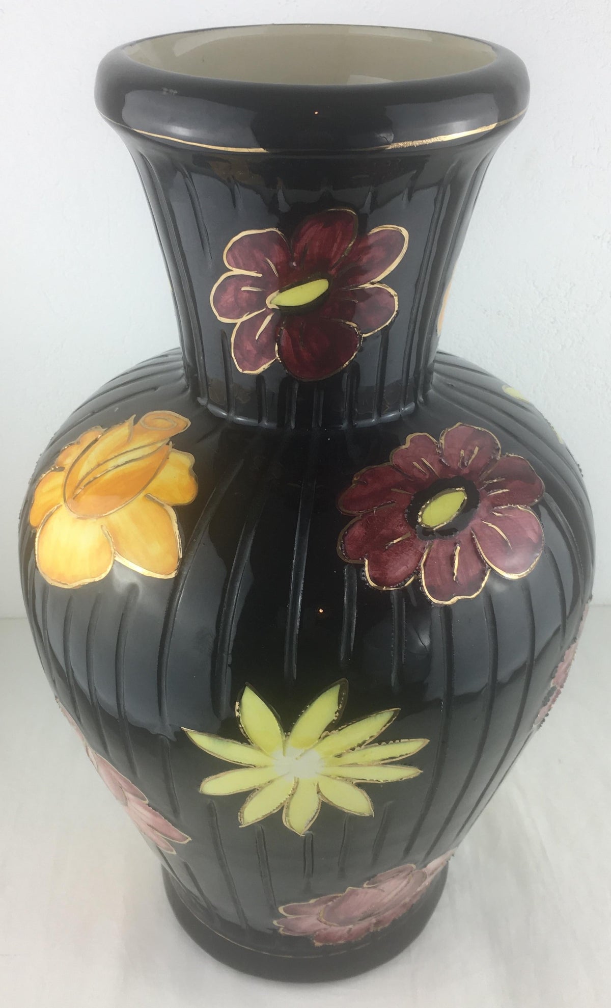 Tall Glazed Midcentury Ceramic Vase from Vallauris, France — detail 2