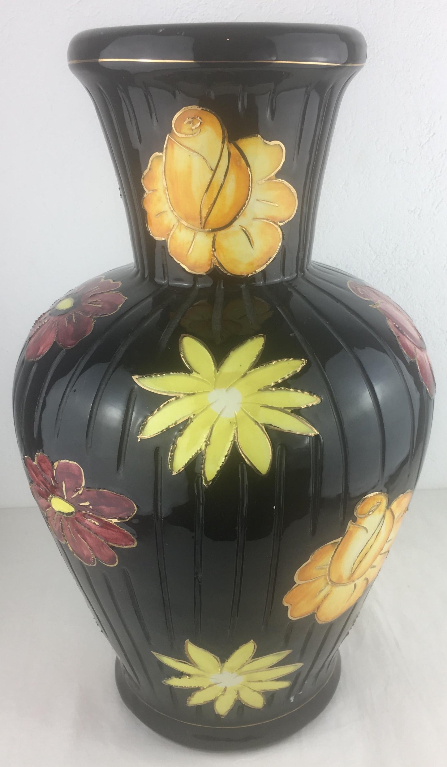 Tall Glazed Midcentury Ceramic Vase from Vallauris, France — detail 7