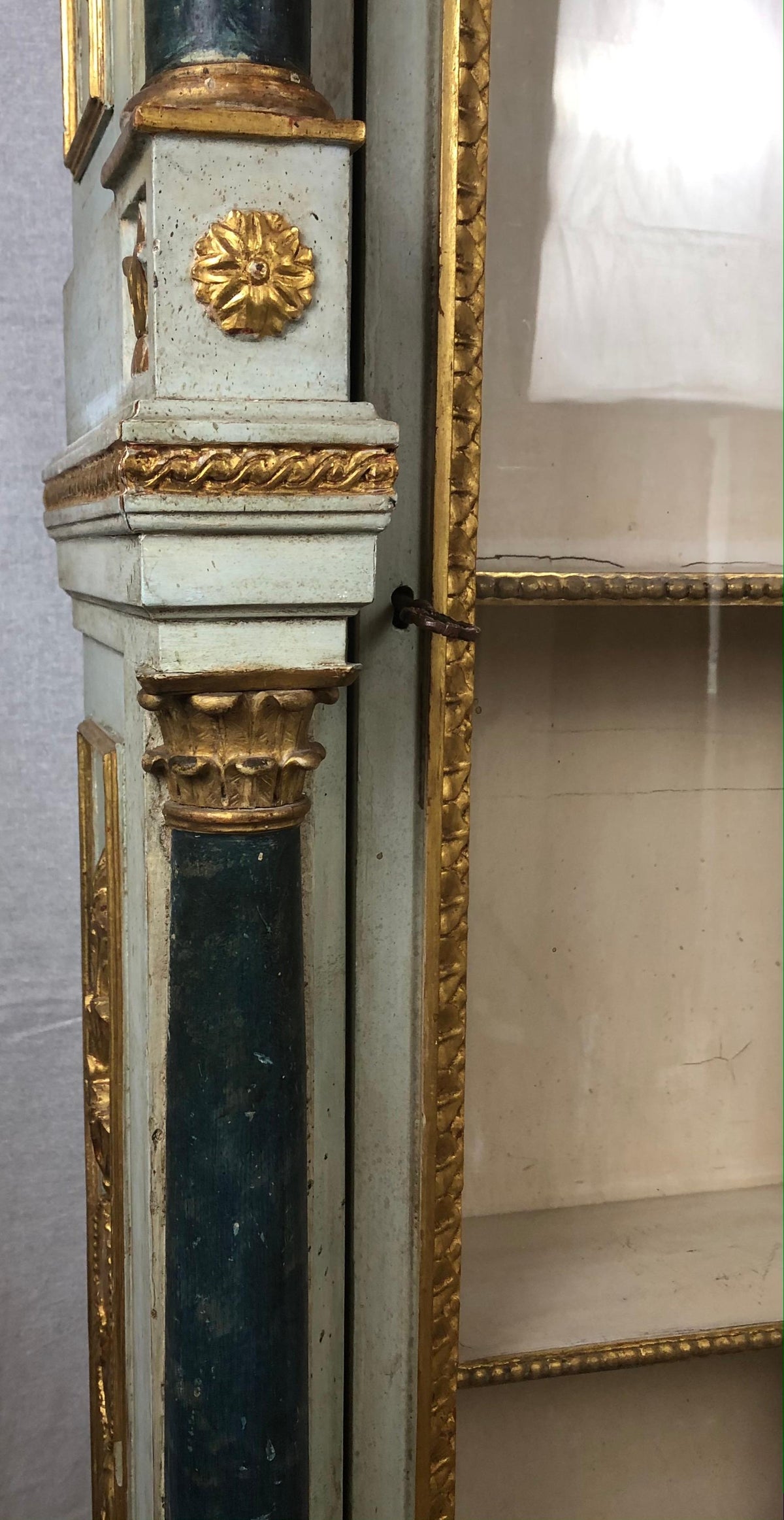 Late 18th Century Hand Carved and Painted Gilt Wood Venetian Cabinet — detail 12