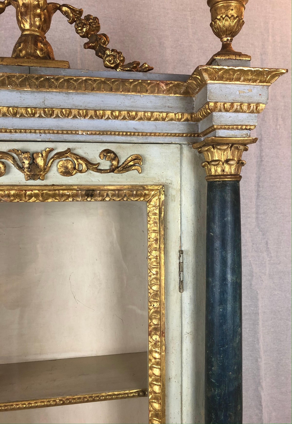 Late 18th Century Hand Carved and Painted Gilt Wood Venetian Cabinet — detail 6