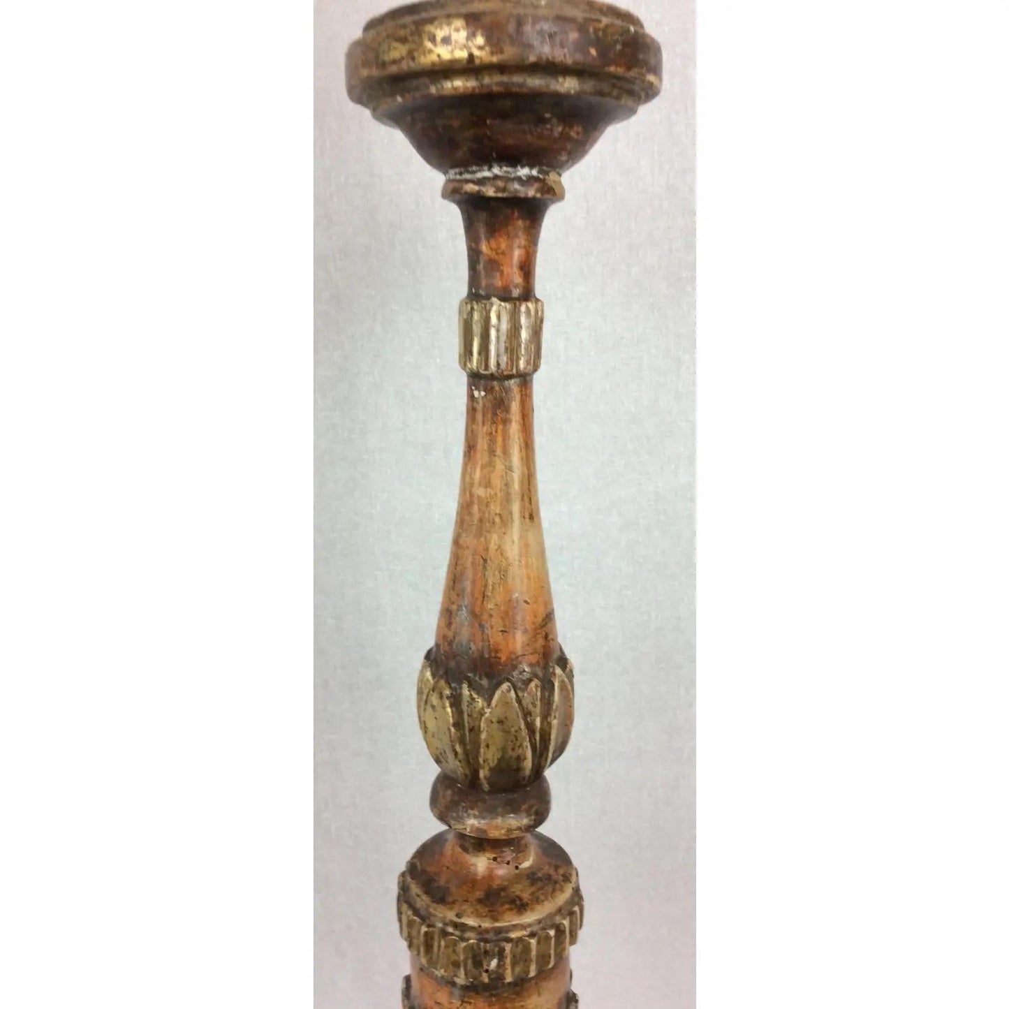 Hand Carved 18th Century Venetian Gilded Wood Candle Stand or Spike — detail 3