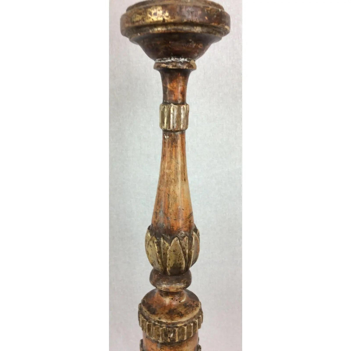 Hand Carved 18th Century Venetian Gilded Wood Candle Stand or Spike — detail 3