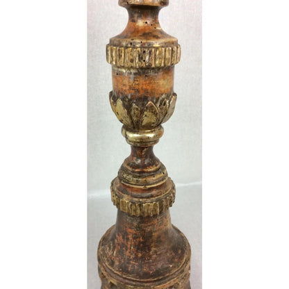 Hand Carved 18th Century Venetian Gilded Wood Candle Stand or Spike — detail 4