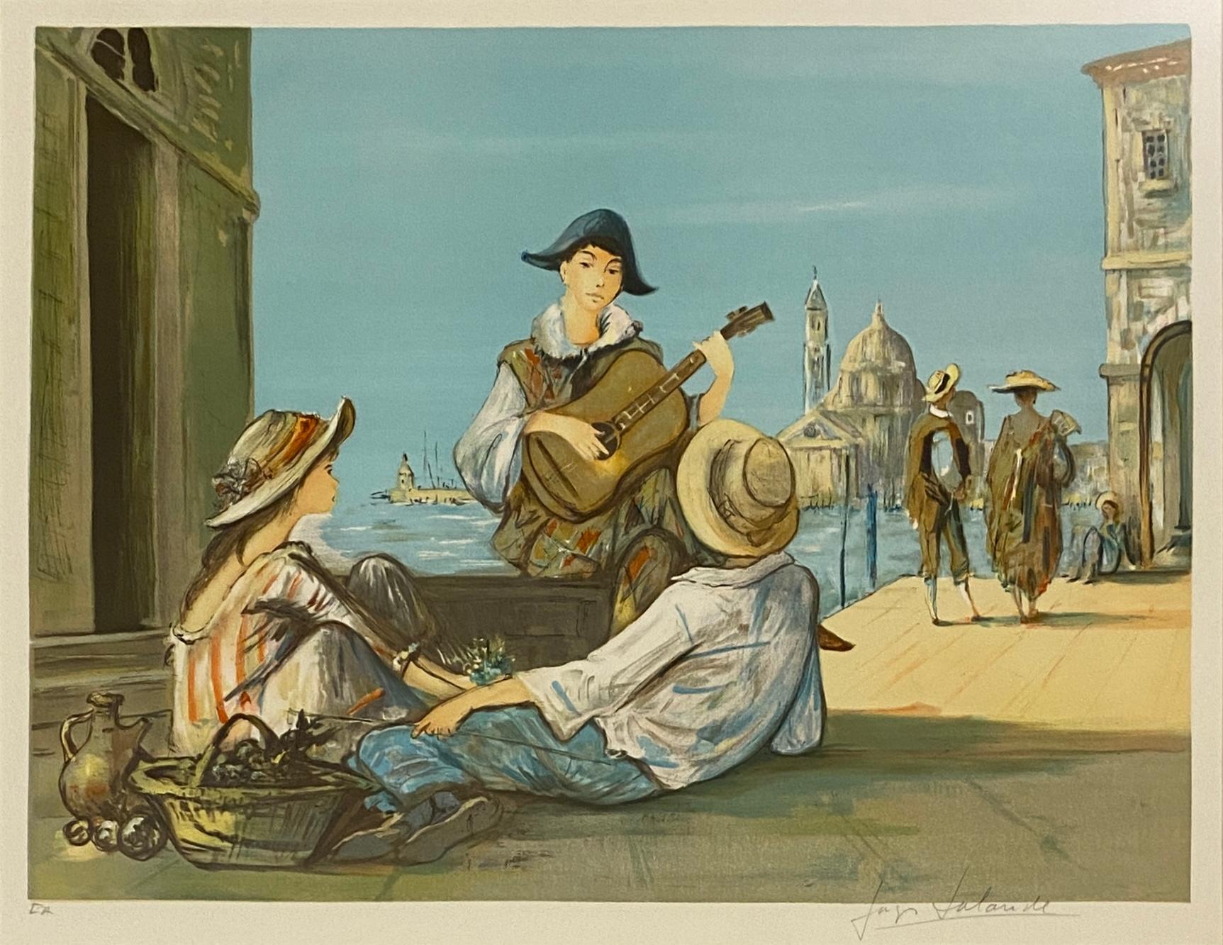 Impressionist Color Lithograph Venice Italy, Color Artist Proof by Jay Lalande — detail 4
