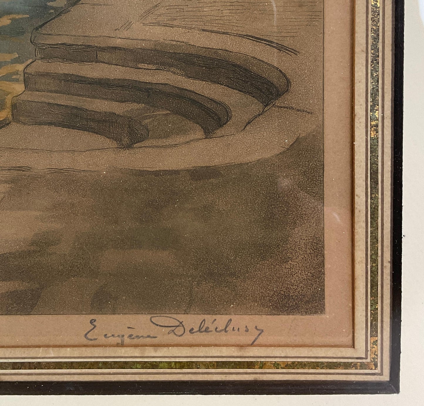 Original Lithograph of Venice Italy, Signed Eugène Delécluse — detail 3