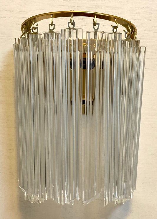 Set of Four Venini Murano Glass and Brass Wall Sconces, Mid-Century Modern — detail 2