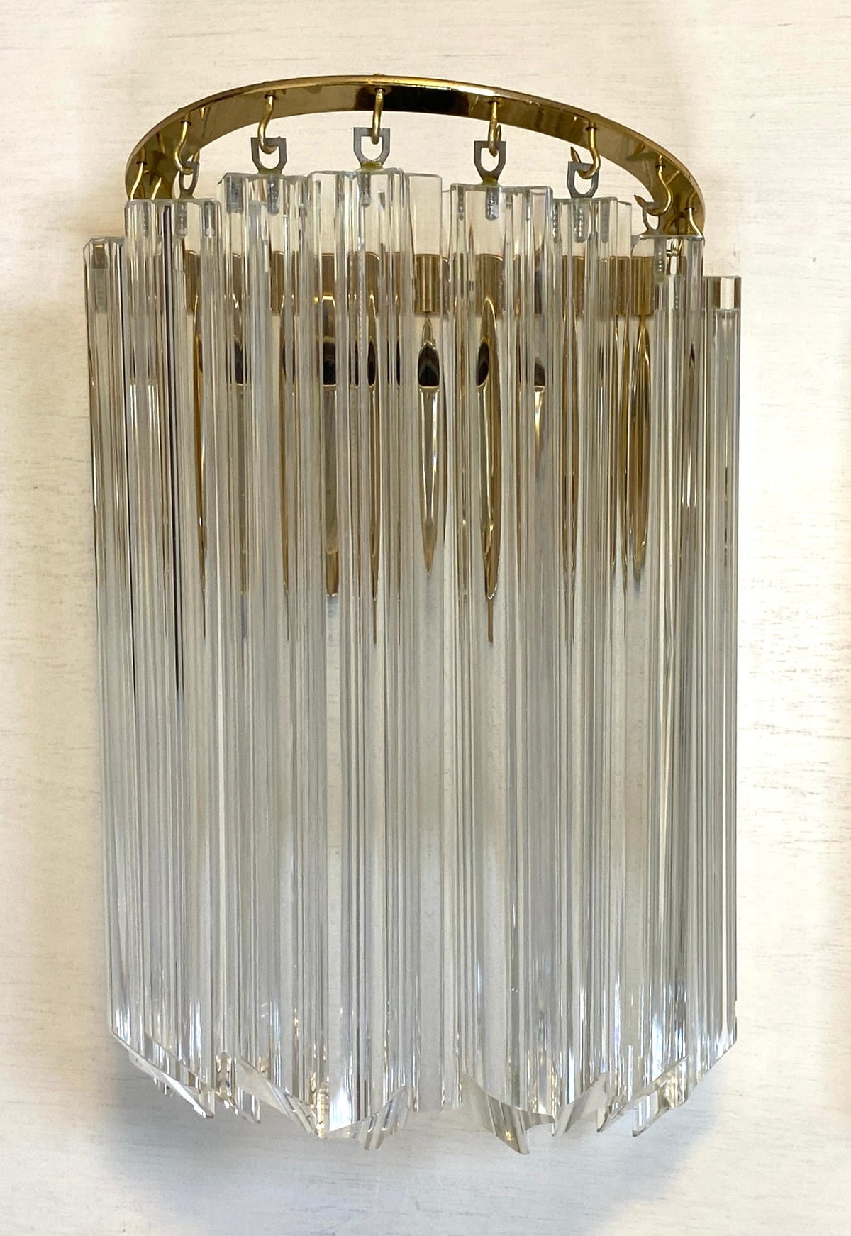 Set of Four Venini Murano Glass and Brass Wall Sconces, Mid-Century Modern — detail 4