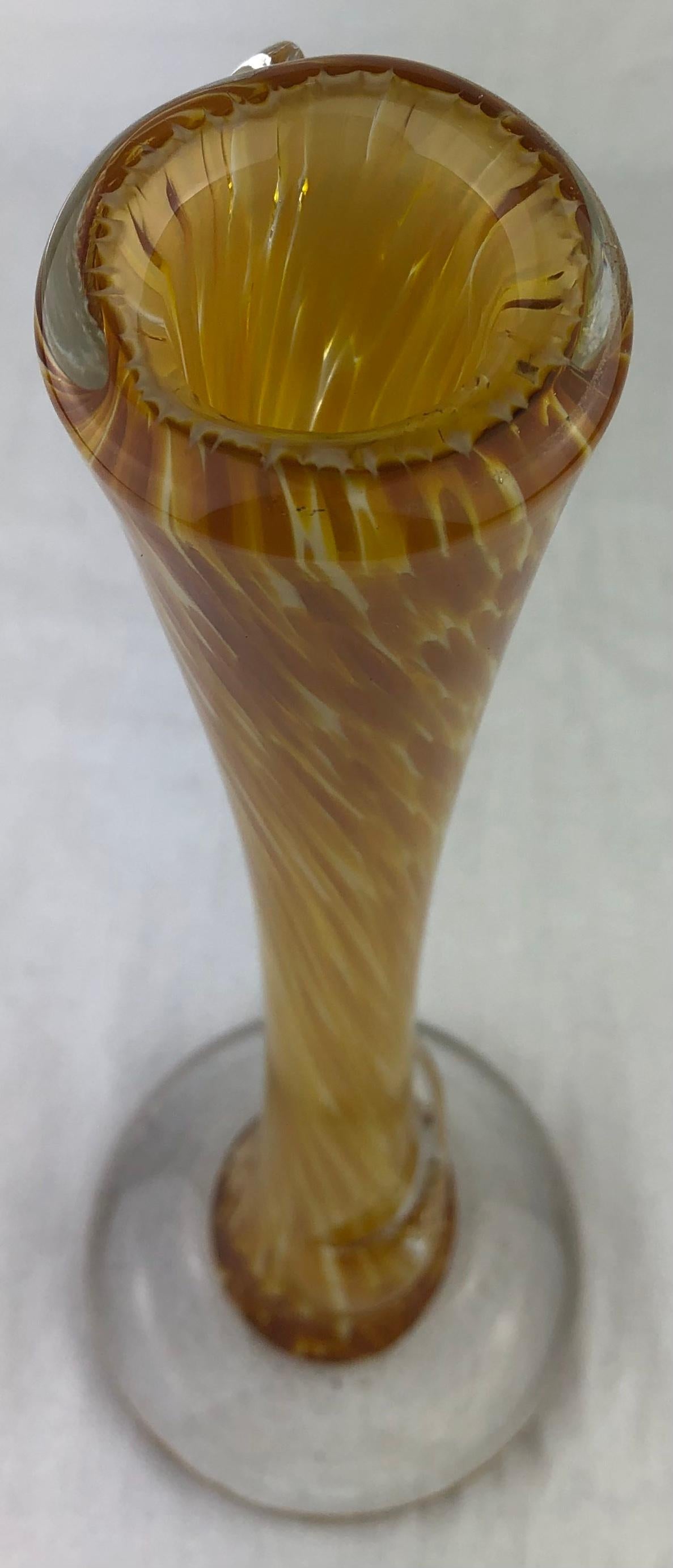 Murano Style Hand Blown Art Glass Stem Vase — detail 2