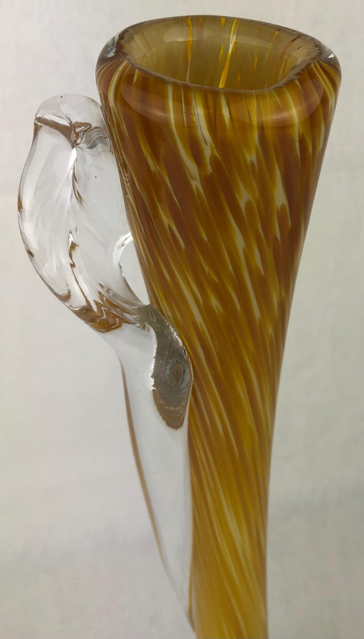 Murano Style Hand Blown Art Glass Stem Vase — detail 4