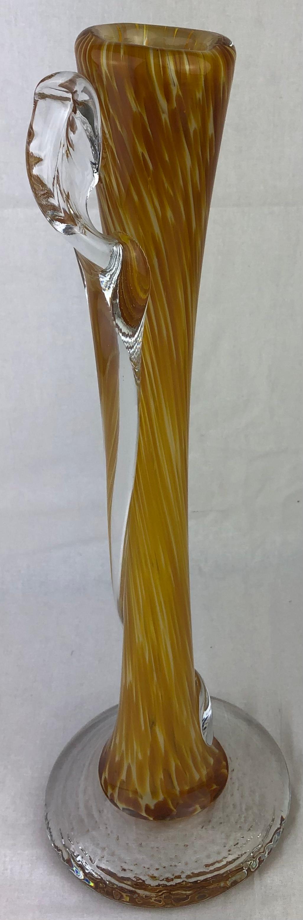 Murano Style Hand Blown Art Glass Stem Vase — detail 5
