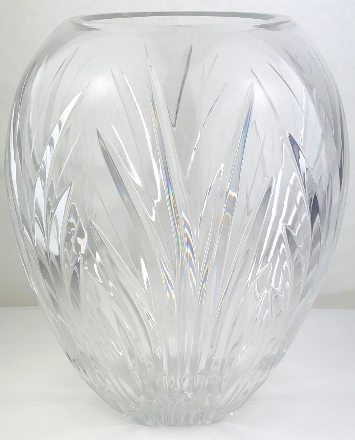 Baccarat Style Hand Cut Crystal Flower Vase — detail 2