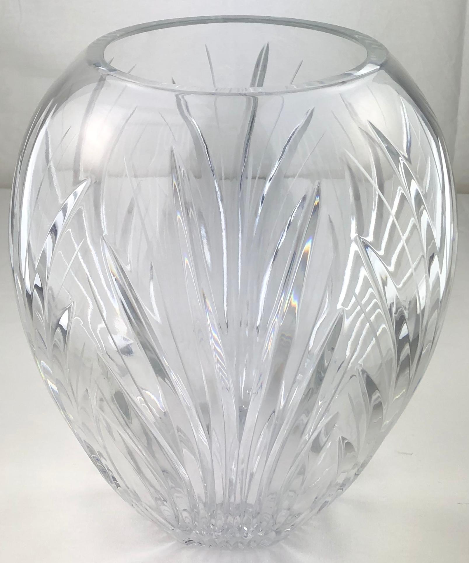 Baccarat Style Hand Cut Crystal Flower Vase — detail 5