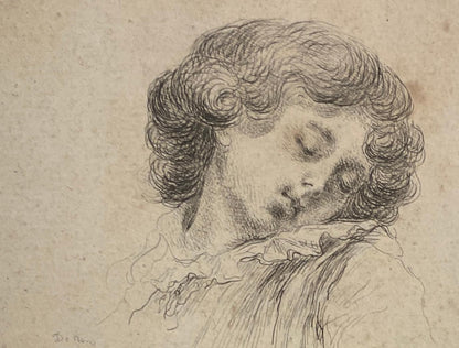 Original Etching Head of a Sleeping Child by Baron Dominique Vivant Denon — detail 3