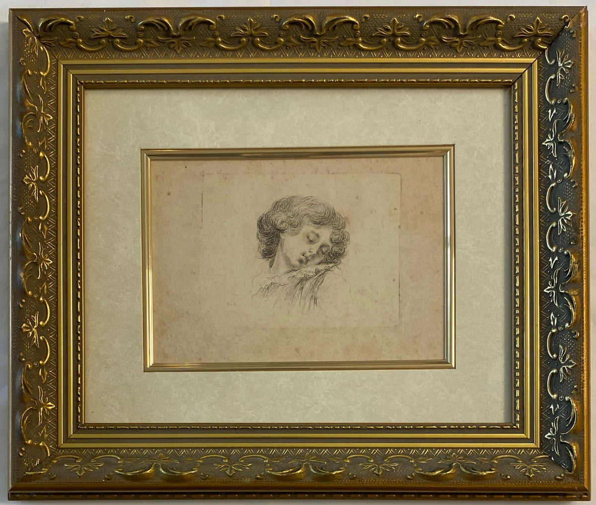 Original Etching Head of a Sleeping Child by Baron Dominique Vivant Denon — detail 6