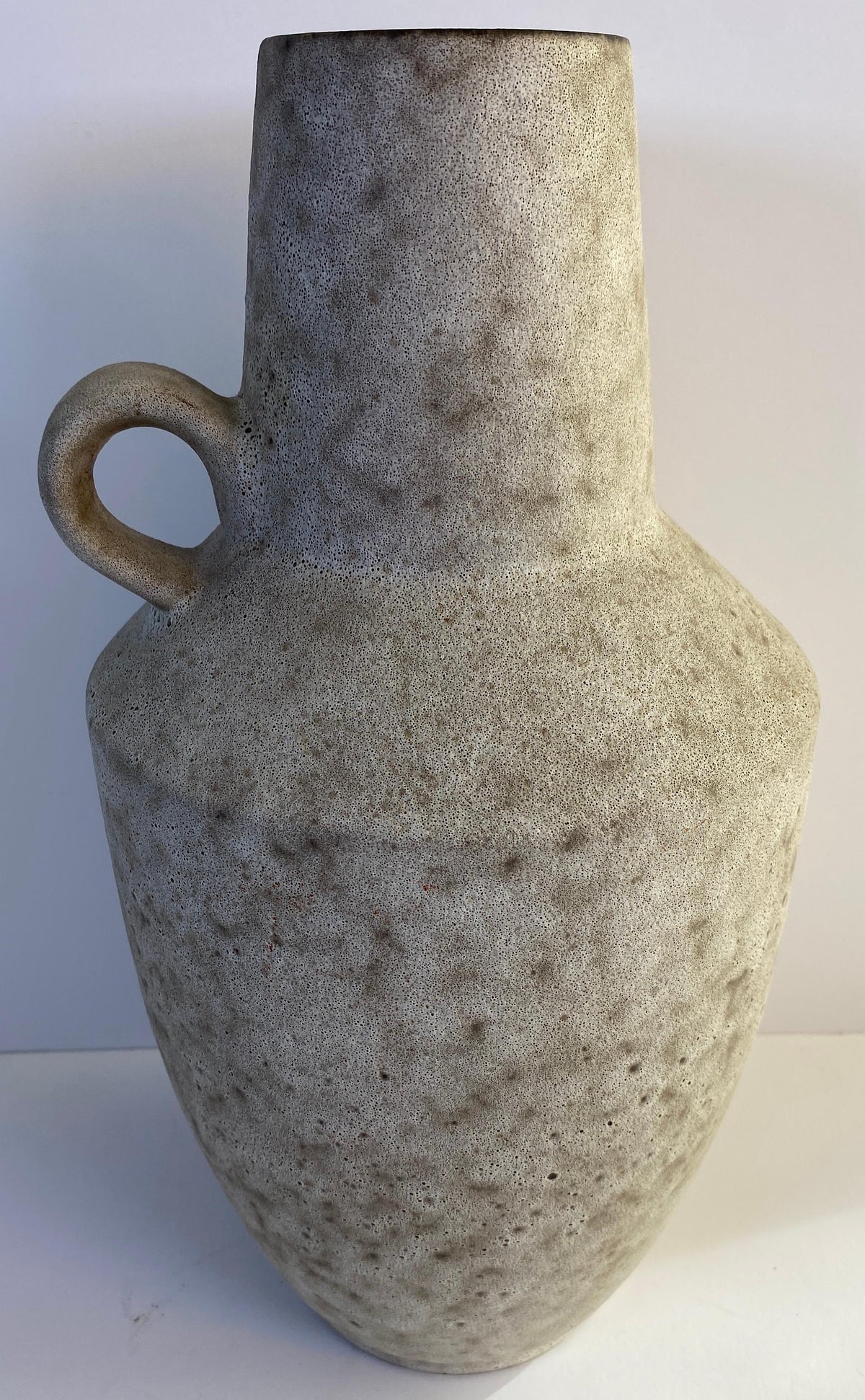 Large Mid-Century Modern West German Ceramic Vase, Abstract with Handle — detail 8