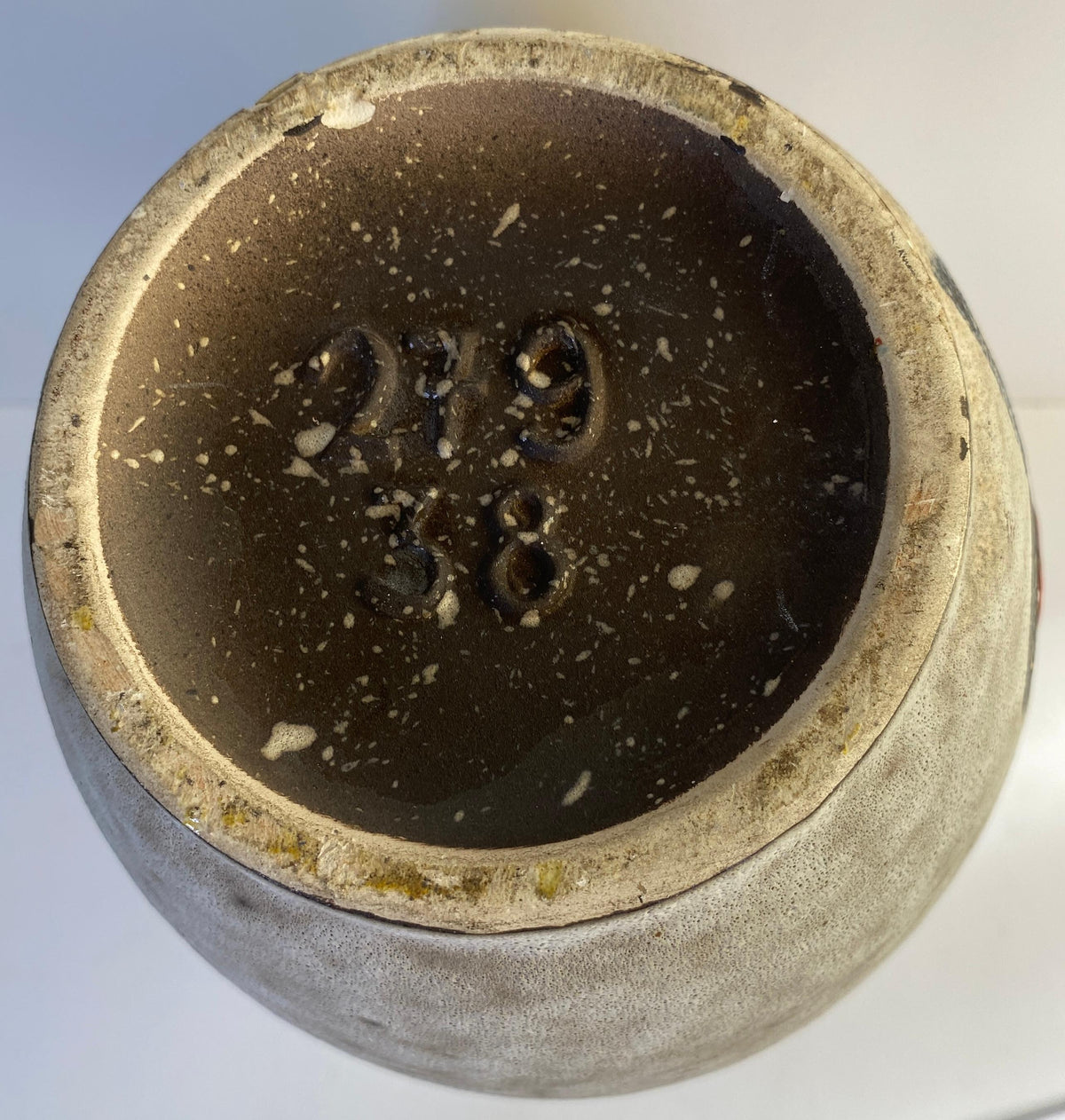 Large Mid-Century Modern West German Ceramic Vase, Abstract with Handle — detail 5