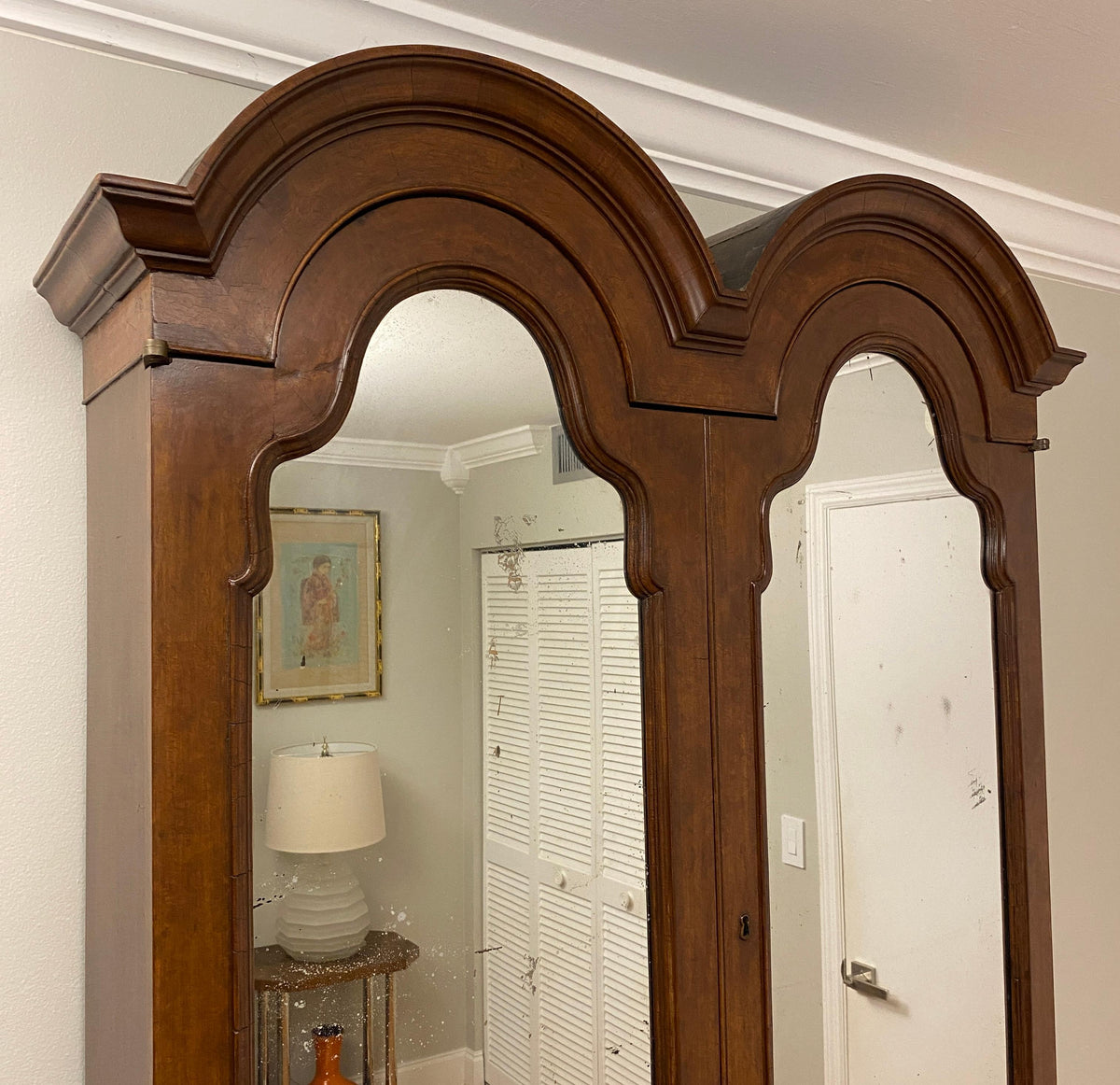 18th Century William and Mary Walnut Double Dome Bureau Bookcase or Cabinet — detail 3