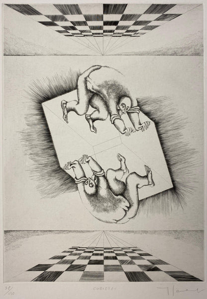 Yves Jobert Surrealist B/W Engraving Print, Numbered and Pencil Signed — detail 3