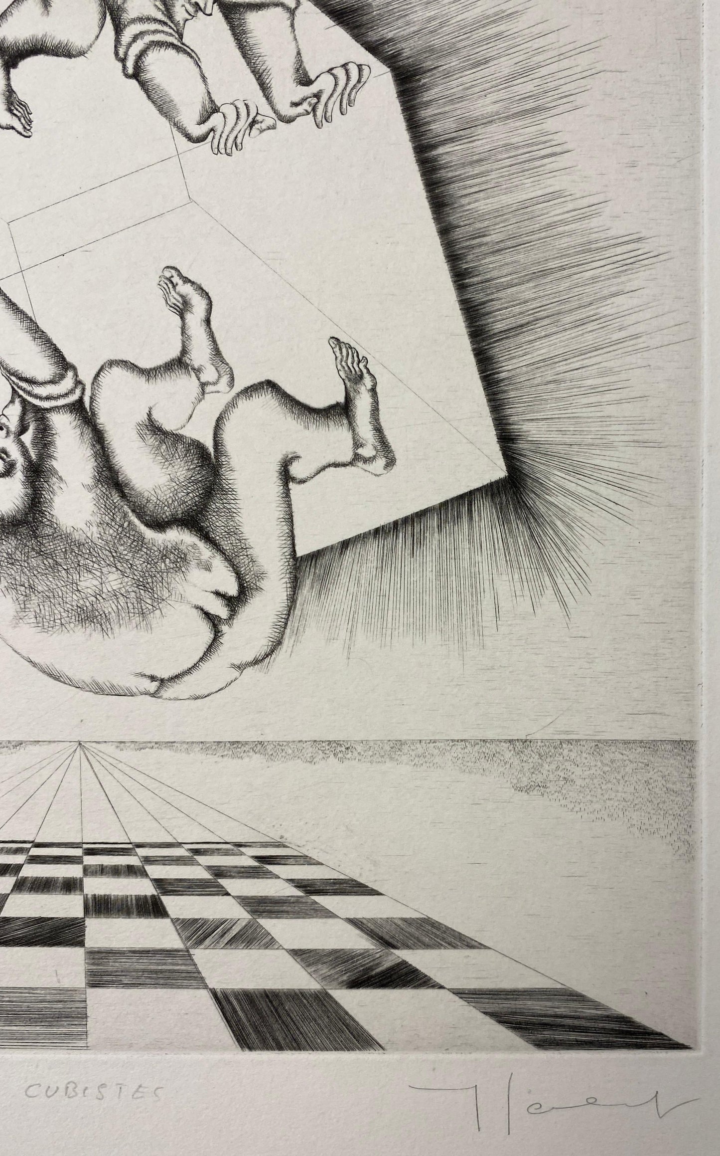 Yves Jobert Surrealist B/W Engraving Print, Numbered and Pencil Signed — detail 5