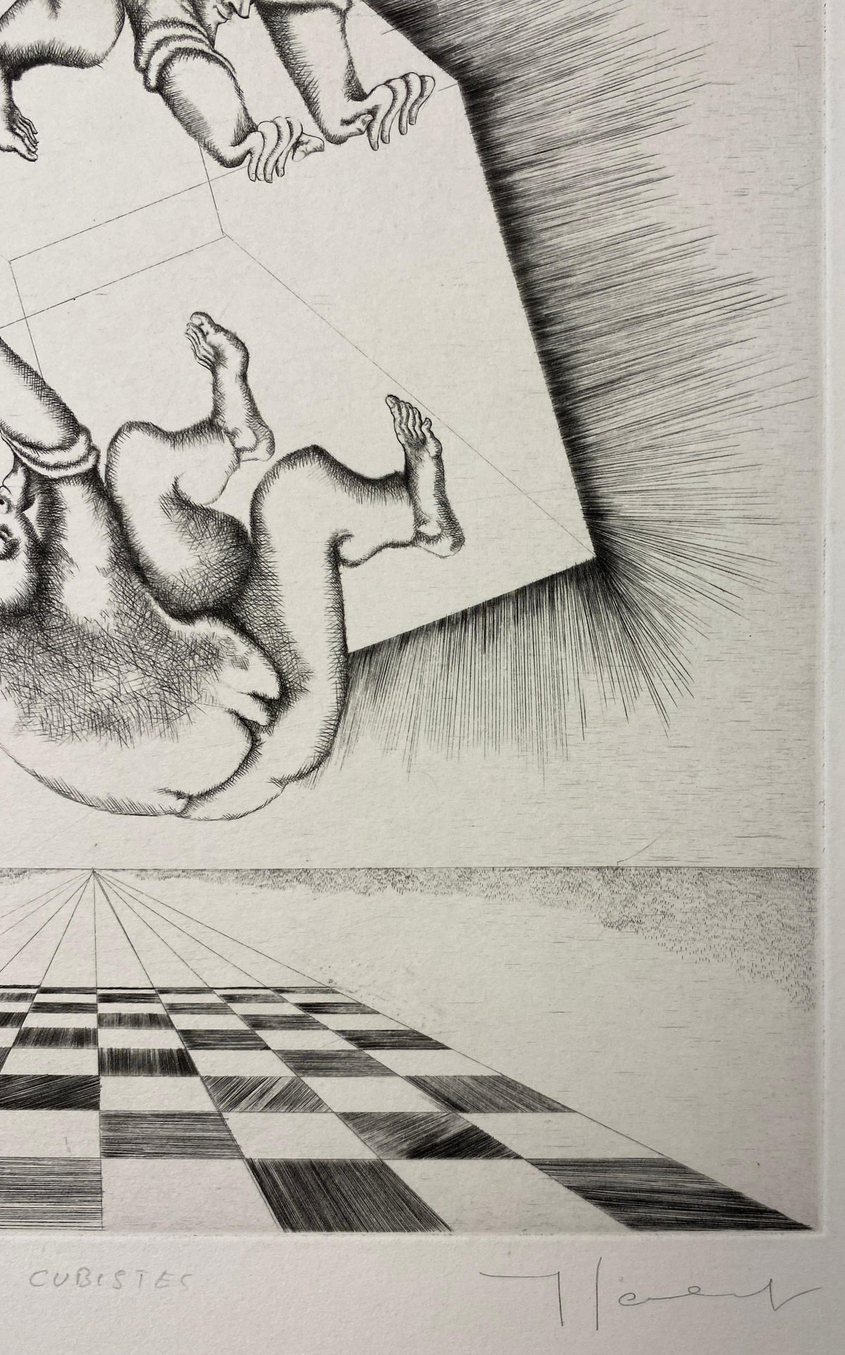 Yves Jobert Surrealist B/W Engraving Print, Numbered and Pencil Signed — detail 5