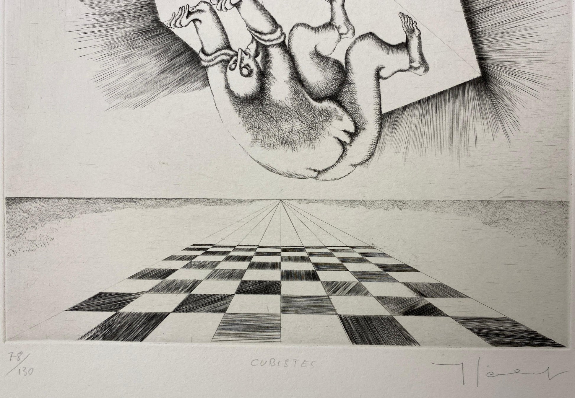 Yves Jobert Surrealist B/W Engraving Print, Numbered and Pencil Signed — detail 7