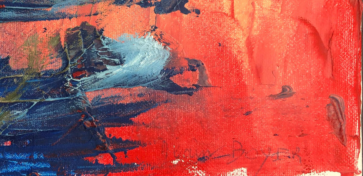 Colorful Abstract Oil on Canvas Painting Signed Alain Boyer — detail 5