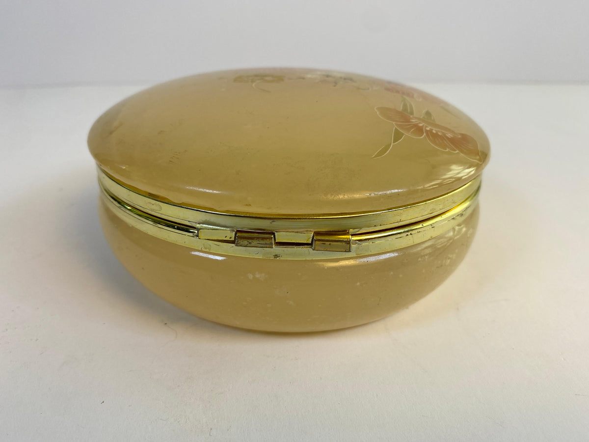 Italian Hand-Carved Alabaster Jewelry Box with Brass Mounts — detail 5