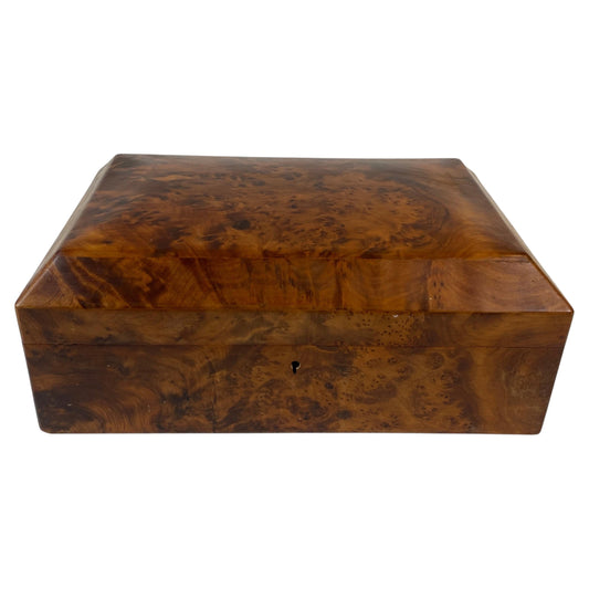 French Art Deco Jewelry Box, Handcrafted Amboyna Wood, 1930s, France