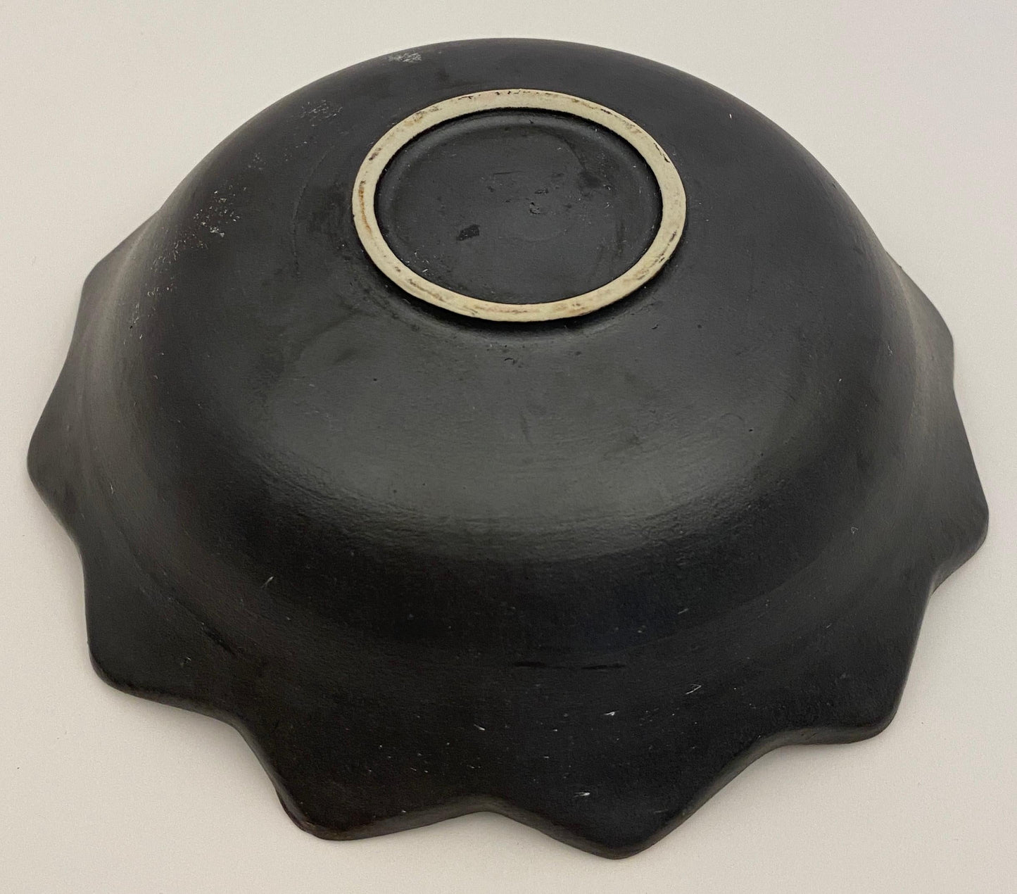 French Mid Century Blue and Black Matte Ceramic Key Holder or Vide Poche — detail 4