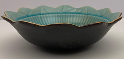 French Mid Century Blue and Black Matte Ceramic Key Holder or Vide Poche — detail 5